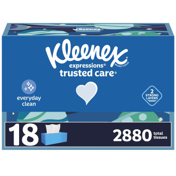 Kleenex Expressions Trusted Care Facial Tissues 18 Flat Boxes 160 Tissues Per Box 2Ply 2 880 Total Tissues Packaging May