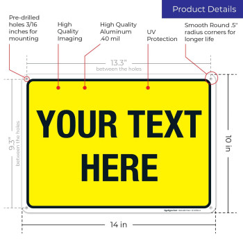 Sigo Signs Personalized Custom Yellow Background Sign 10X14 Inches Rust Free 040 Aluminum Fade Resistant Made In Usa