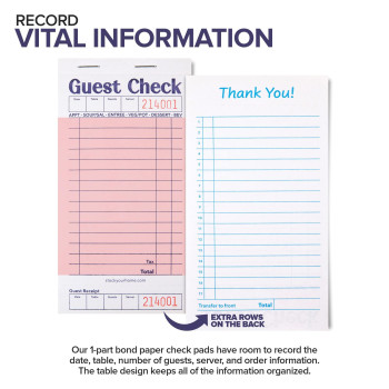 Stock Your Home Pink Guest Check Books For Servers 20 Pack Server Note Pads Waiter Checkbook Food Receipt Book Restaurant O