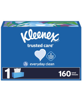 Kleenex Trusted Care Facial Tissues 1 Flat Box 160 Tissues Per Box 2Ply Packaging May Vary