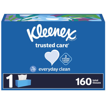 Kleenex Trusted Care Facial Tissues 1 Flat Box 160 Tissues Per Box 2Ply Packaging May Vary