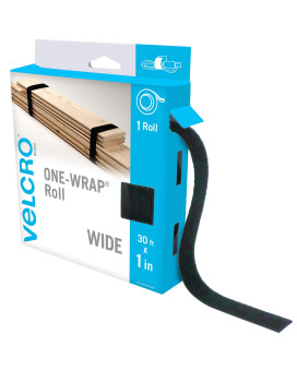 Velcro Brand Vel30768Ams Wide Straps 1 In X 30 Ft Roll Cut To Length Reusable Selfgripping Tape Bundle Poles Wood Pipe