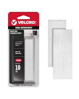 Velcro Brand Heavy Duty Hook And Loop Strips With Adhesive 4X2 Inch Wide Strong Fasteners Holds 10 Lbs Stickon Back Whit