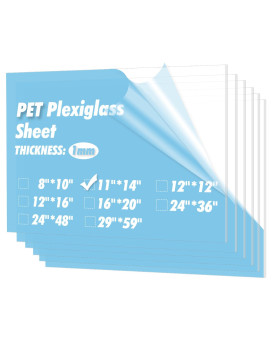 Art3D 5Pack Of 11 14 Petplexiglass Sheets Transparent Clear Flexible Plastic Sheet Panels For Craft Picture Frames Sign