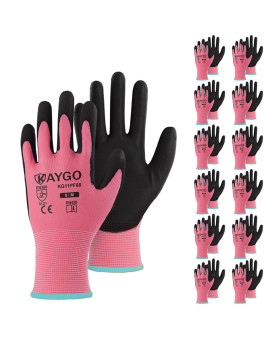 Kaygo Safety Work Gloves Pu Coated12 Pairs Kg11P Seamless Knit Glove With Polyurethane Coated Smooth Grip On Palm Fingers F