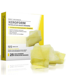 Everlit Xeroform Petrolatum Dressing Sterile Nonadherent Occlusive Fine Mesh Gauze Pad Nontoxic Gentle Patch For Burns