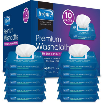 Inspire Adult Wet Wipes Adult Wash Cloths Adult Wipes For Incontinence Cleansing For Elderly 8X12 500Ct 10 Packs Of 5