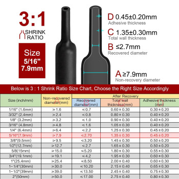 Chanzon 31 Ratio 80Ft Roll Heat Shrink Tubing 516 79Mm Marine Grade Waterproof Adhesive Lined 25M Total Length