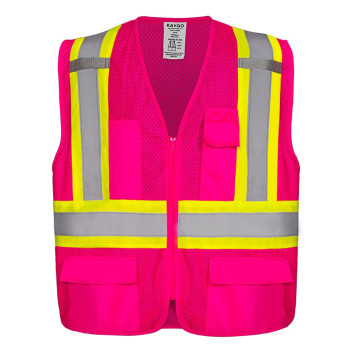 Kaygo High Visibility Safety Vests Kg0100 Reflective Vest With Pockets And Zipperpink L