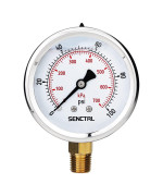 Senctrl 0100 Psi Glycerin Liquid Filled Low Pressure Gauge 25 Dial Size 14 Npt Lower Mount Stainless Steel Case For W