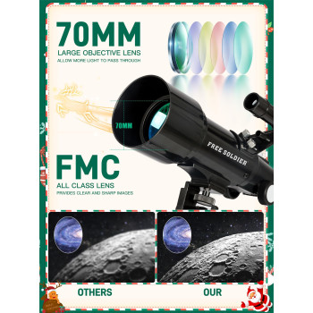 Telescope For Adults Astronomy 70Mm Aperture 400Mm Focal Length Portable Astronomical Telescope For Beginners Age Over 8 Years