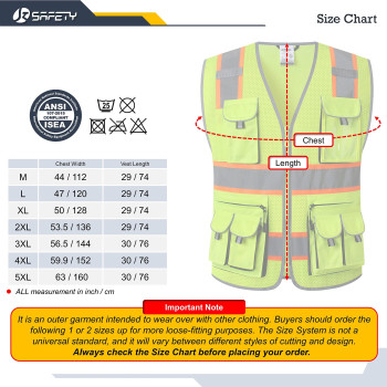 Jksafety 10 Pockets Hivis Neon Color Frontal Zipper Mesh Safety Vest For Men Women Safety Utility For Works Comply To Ansiisea