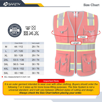 Jksafety 10 Pockets Hivis Neon Color Frontal Zipper Mesh Safety Vest For Men Women Safety Utility For Works Comply To Ansiisea