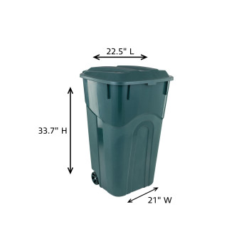 Ecosolution 32 Gallon Wheeled Outdoor Garbage Can With Attached Snap Lock Lid And Heavyduty Handles Eco Green Heavyduty Cons