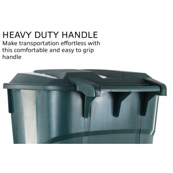 Ecosolution 32 Gallon Wheeled Outdoor Garbage Can With Attached Snap Lock Lid And Heavyduty Handles Eco Green Heavyduty Cons