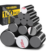 Trymag Magnets For Crafts 5 Different Size 100Pcs Strong Ceramic Magnets With Adhesive Backing For Crafts Small Round Magnets