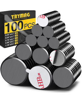 Trymag Magnets For Crafts 5 Different Size 100Pcs Strong Ceramic Magnets With Adhesive Backing For Crafts Small Round Magnets