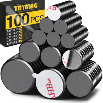 Trymag Magnets For Crafts 5 Different Size 100Pcs Strong Ceramic Magnets With Adhesive Backing For Crafts Small Round Magnets