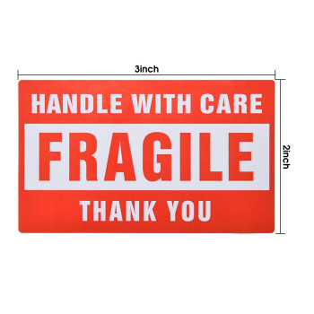 Pacific Mailer Fragile Stickers For Shipping 3In X 2In Handle With Care Fragile Stickers Shipping Labels Strong Ahesive Clear La