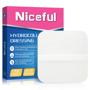 Niceful 15 Packs Hydrocolloid Bandages 4X4 In Hsa Fsa Eligible Hydrocolloid Dressing Healing Bandages For Wounds Waterproof H