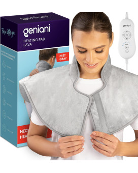 Geniani Heating Pad For Neck And Shoulders Large Heated Pad For Neck Pain Shoulder Heating Wrap With 4 Auto Shutoff 6 Heat S