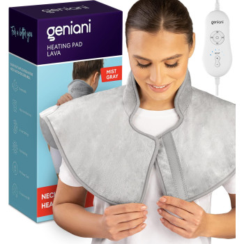 Geniani Heating Pad For Neck And Shoulders Large Heated Pad For Neck Pain Shoulder Heating Wrap With 4 Auto Shutoff 6 Heat S