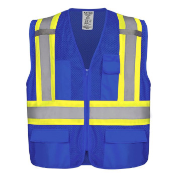 Kaygo High Visibility Safety Vests Kg0100 Safety Vests Reflective With Pockets And Zipper Blue Xl