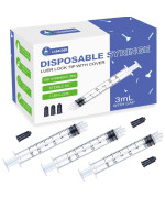 100 Pack 3Ml Syringes Luer Lock Syringe Without Needle Individually Sterile Wrapped With Cap