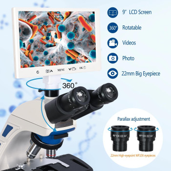 Hsl Trinocular Compound Microscope For Adults Professional 9 Inch Lcd Digital Microscope Kit Electron Microscopes Light Biologic