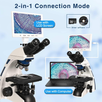 Hsl Trinocular Compound Microscope For Adults Professional 9 Inch Lcd Digital Microscope Kit Electron Microscopes Light Biologic