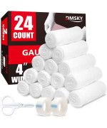 24 Pack Gauze Rolls 4 In X 41 Yards Individually Wrapped Breathable Rolled Gauze Premium First Aid Supplies Medical Suppli