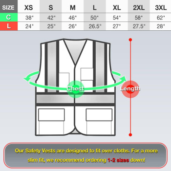 Kaygo High Visibility Safety Vests Kg0100 Reflective Vest With Pockets And Zipper Light Blue Large