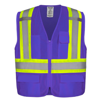 Kaygo High Visibility Safety Vests Kg0100 Safety Vests Reflective With Pockets And Zipper Purple Xlarge