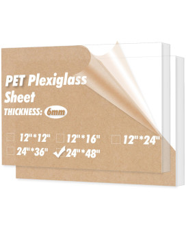 Art3D 2 Pack 14 Thick Plexiglass Sheets 48 X 24 Pet Clear Acrylic Sheets For Art Design Craft Projects Signs Diy In