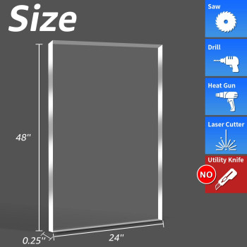 Art3D 2 Pack 14 Thick Plexiglass Sheets 48 X 24 Pet Clear Acrylic Sheets For Art Design Craft Projects Signs Diy In