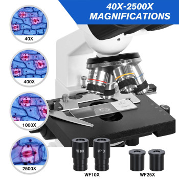 Hsl 40X2500X Compound Binocular Microscope For Adults Professional Microscopes For Student Educate Biological Microscope Lab Mi