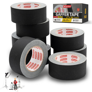 Xfasten Black Gaffers Tape 2 Inch X 30 Yards 8Pack 720Ft Residuefree Matte Black Gaffer Tape 2 Inch Nonreflective Easyto