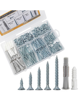 Jegonfri High Hardness Wood Screws Assortment Kit And Plastic Wall Anchors 203 Pcs 12 To 112 Phillips Drive Flat Head Sc