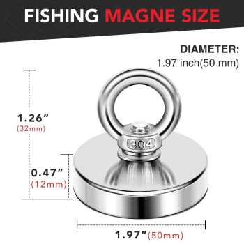 Diymag Strong Neodymium Fishing Magnets 300 Lbs136 Kg Pulling Force Rare Earth Magnet With Countersunk Hole Eyebolt Diameter