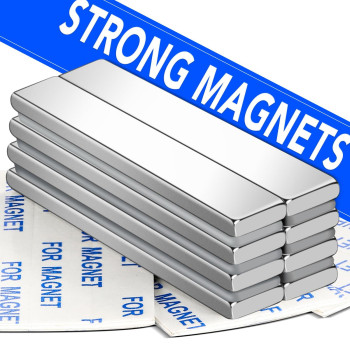 Diymag Strong Bar Magnets Rare Earth Neodymium Magnets With Adhesive Backing Powerful Pull Force Perfect For Fridge Garage