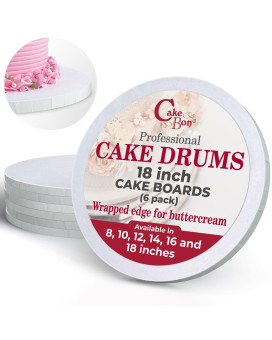 Cake Boards By Cakebon Sturdy 12 Inch Thick Cake Drums 18 Inch Cake Board Professional Fully Wrapped Edges White 6Pack C