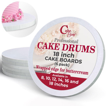 Cake Boards By Cakebon Sturdy 12 Inch Thick Cake Drums 18 Inch Cake Board Professional Fully Wrapped Edges White 6Pack C