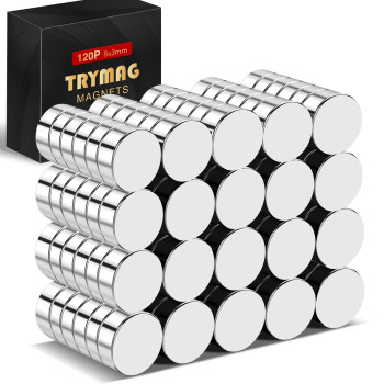 Trymag 120Pcs Refrigerator Magnets Small Round Magnets For Crafts 8X3Mm Mini Rare Earth Magnets Tiny Strong Neodymium Disc Mag