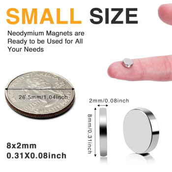 Trymag Small Magnets 300Pcs 8X2Mm Small Round Rare Earth Magnets Tiny Strong Neodymium Disc Magnets For Whiteboard Fridge Of