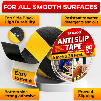 Grip Tape Heavy Duty Anti Slip Tape For Stairs Outdoorindoor Waterproof 4Inch X 35Ft Safety Non Skid Roll For Stair Steps Ram