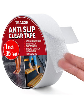 Grip Tape Heavy Duty Anti Slip Tape Clear Outdoorindoor 1In35Ft Non Slip Rollstickers Easy To Cut Waterproof For Bathtub