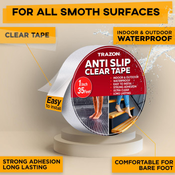 Grip Tape Heavy Duty Anti Slip Tape Clear Outdoorindoor 1In35Ft Non Slip Rollstickers Easy To Cut Waterproof For Bathtub