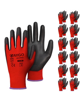 Kaygo Safety Work Gloves Pu Coated60 Pairs Kg11P Seamless Knit Glove With Polyurethane Coated Smooth Grip On Palm Fingers F