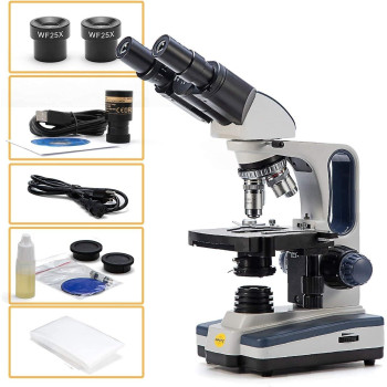 Swift Digital Binocular Compound Microscope 40X2500X With 5Mp Usb Camera Twolayer Mechanical Stage And Software Windows And