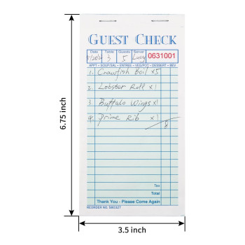 Guest Checks Server Note Pads 300 Sheets With Carbonless Copy Paper For Restaurants 6 Books 35 X 675 Per Ticket Book